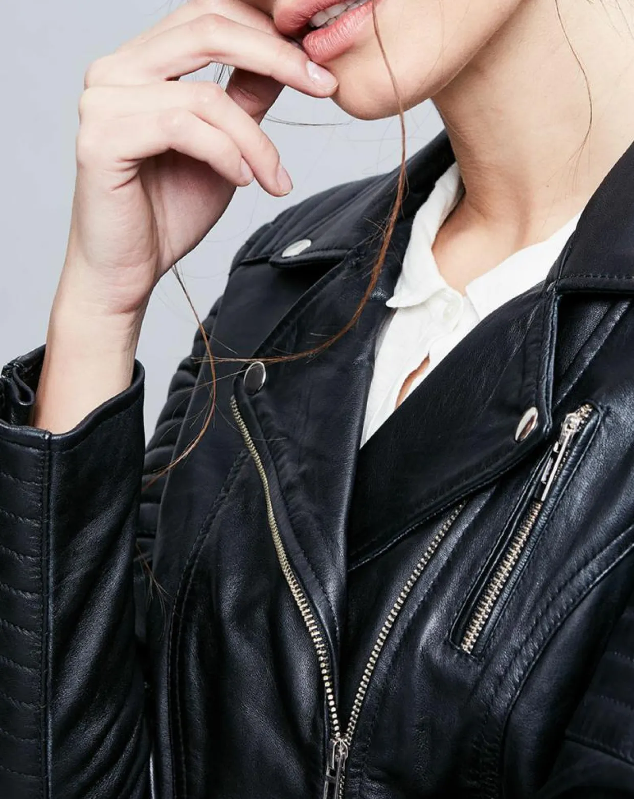 Veste en Cuir Althea noire-Chyston Clearance