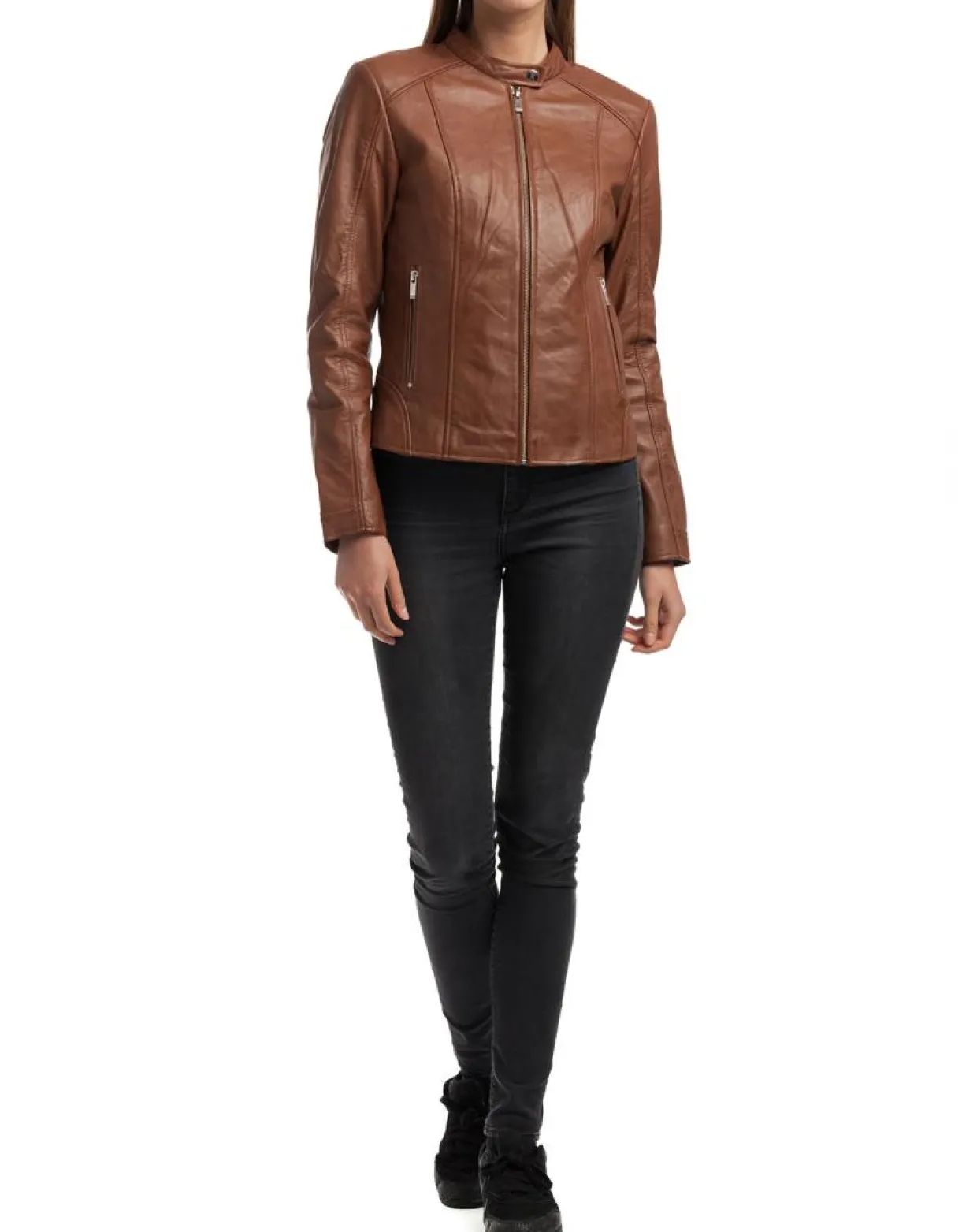 Femme Chyston Vestes, Blousons^Veste en Cuir Angelina cognac