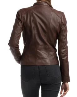 Veste en Cuir Angelina marron-Chyston Outlet
