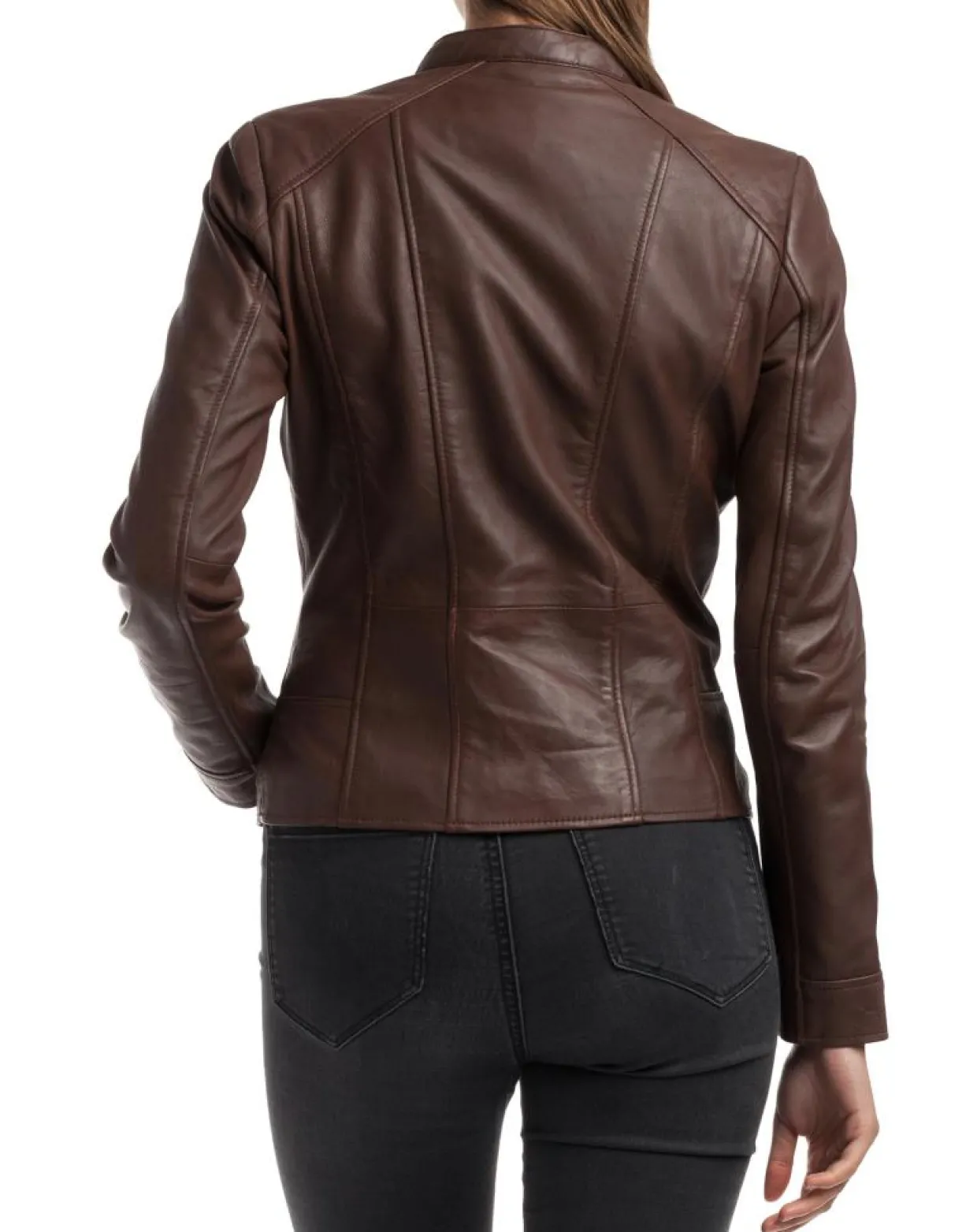 Veste en Cuir Angelina marron-Chyston Outlet