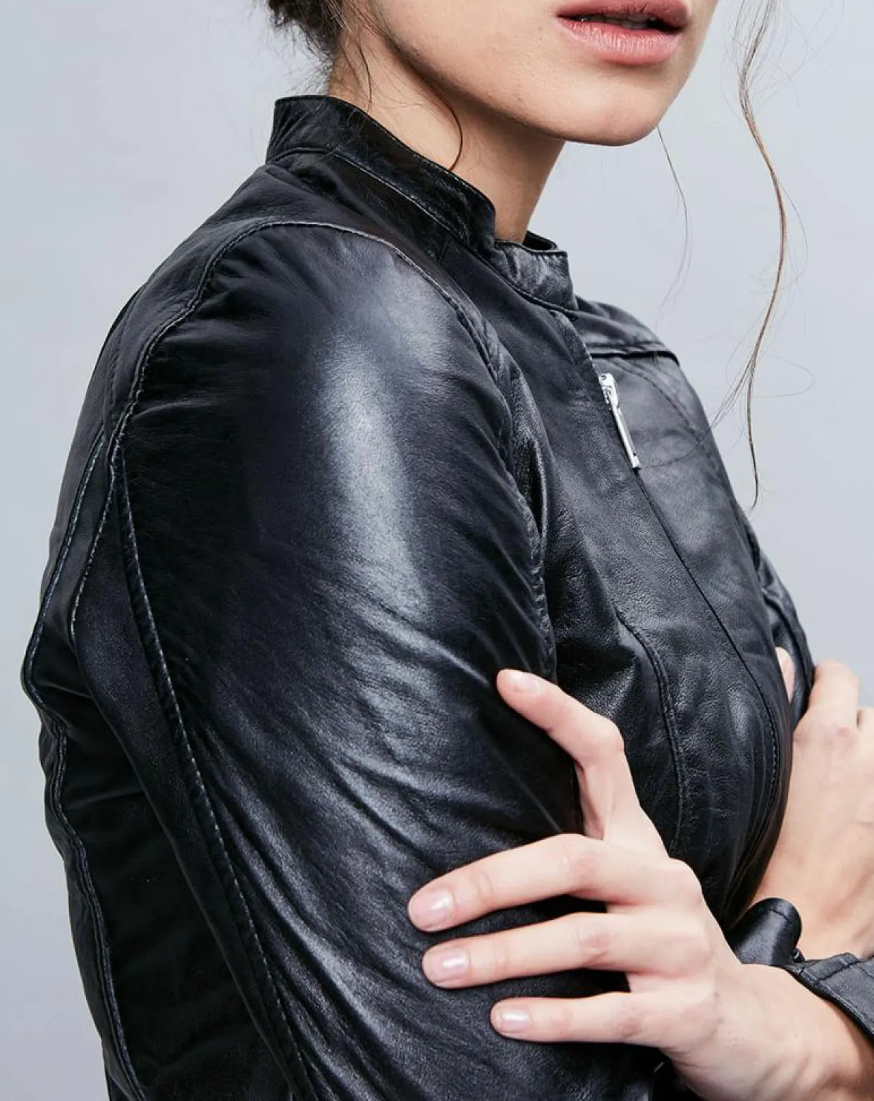 Veste en Cuir Angelina noire-Chyston Best