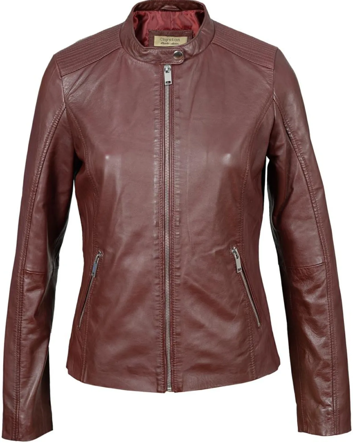Veste en Cuir Appoline bordeaux-Chyston New