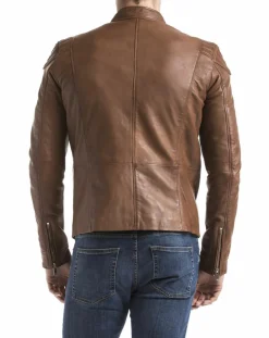 Veste en Cuir Ardesco cognac-Blue Wellford Clearance