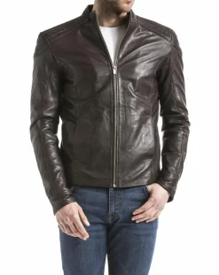 Homme Blue Wellford Vestes, Blousons^Veste en Cuir Ardesco marron