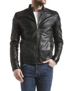 Veste en Cuir Ardesco noire-Blue Wellford Outlet