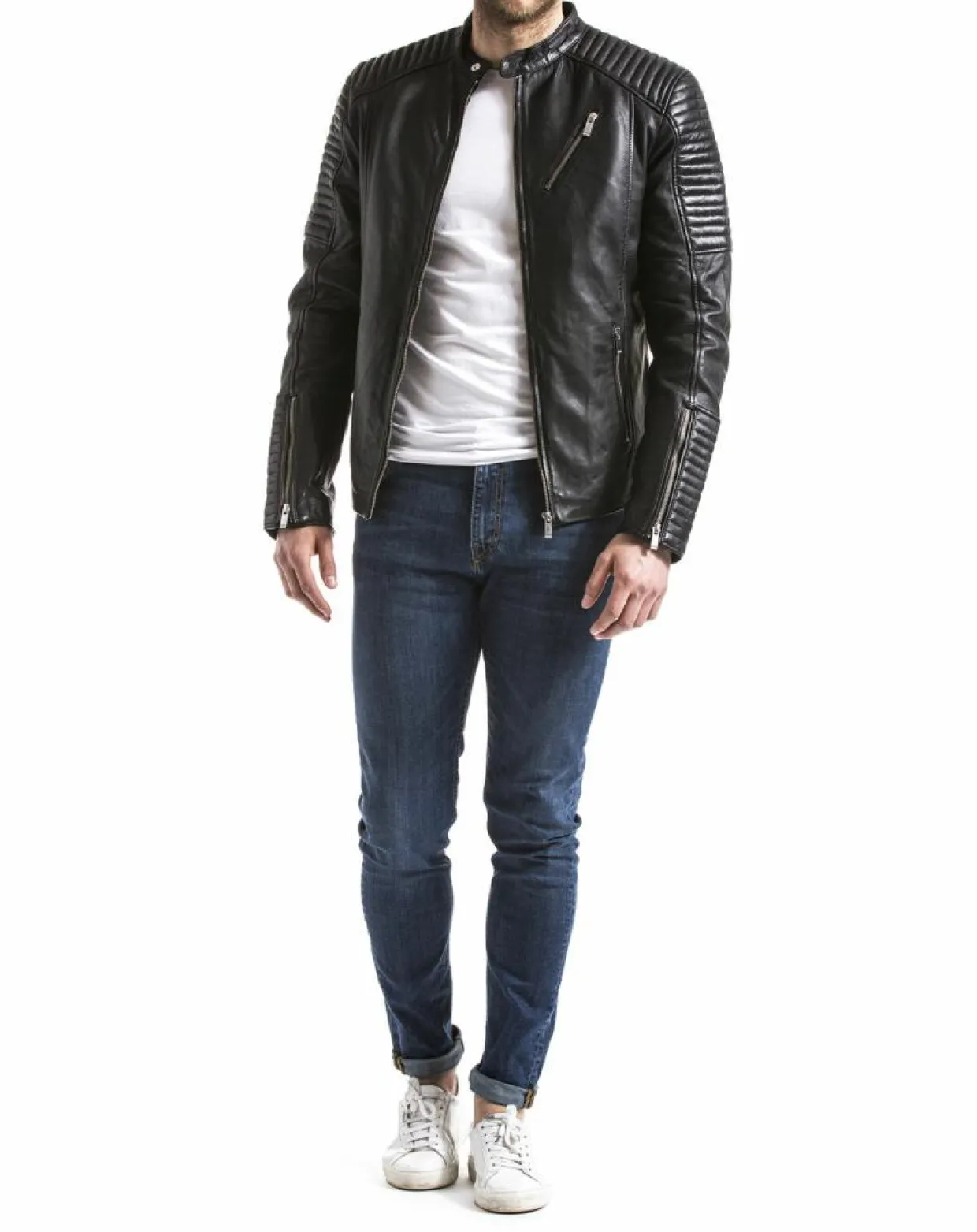 Veste en Cuir Atur noire-Blue Wellford Discount