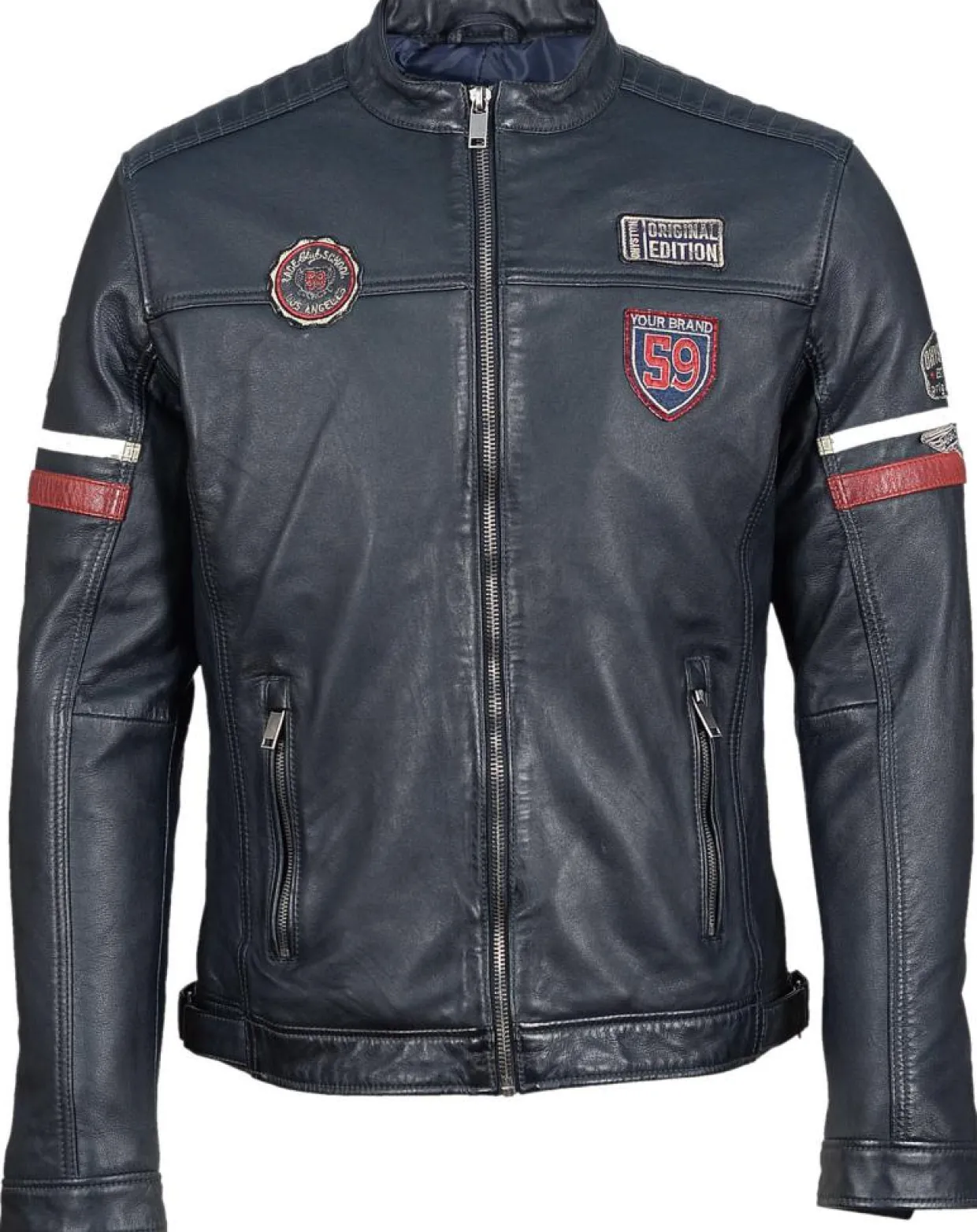 Homme Chyston Vestes, Blousons^Veste en Cuir Bakary bleu marine