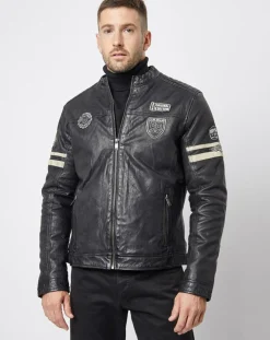 Veste en Cuir Bakary noire-Chyston