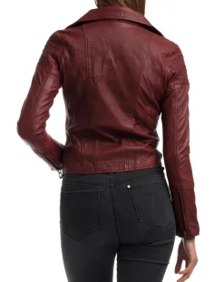 Veste en Cuir Barbara bordeaux-Chyston New