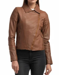 Veste en Cuir Barbara cognac-Chyston Clearance