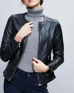 Veste en Cuir Basilea noire-Chyston Online