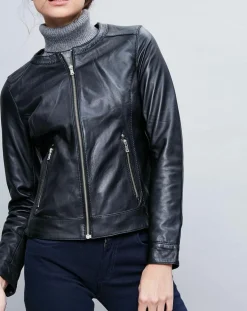 Veste en Cuir Basilea noire-Chyston Online