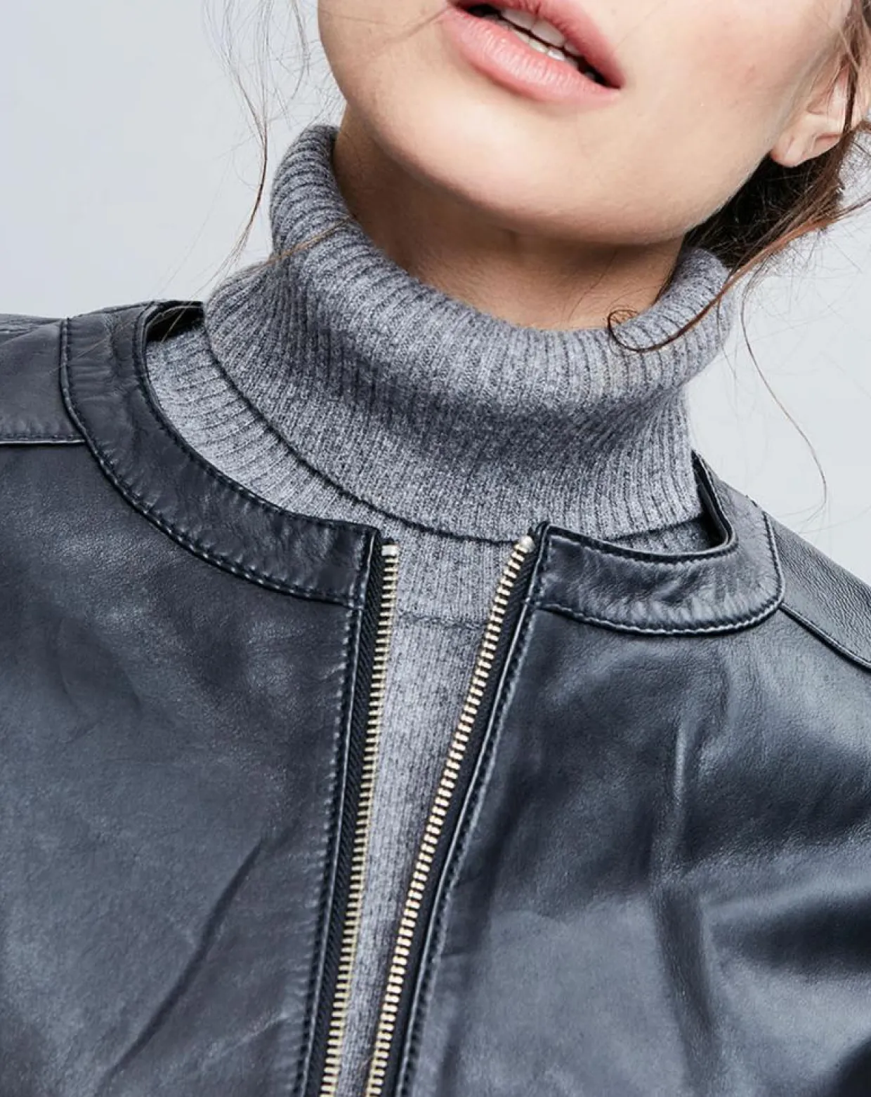 Veste en Cuir Basilea noire-Chyston Online