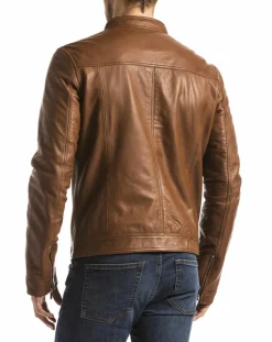 Homme Blue Wellford Vestes, Blousons^Veste en Cuir Bayon cognac