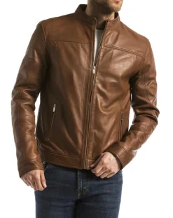 Homme Blue Wellford Vestes, Blousons^Veste en Cuir Bayon cognac