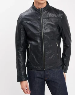 Homme Blue Wellford Vestes, Blousons^Veste en Cuir Bayon marine