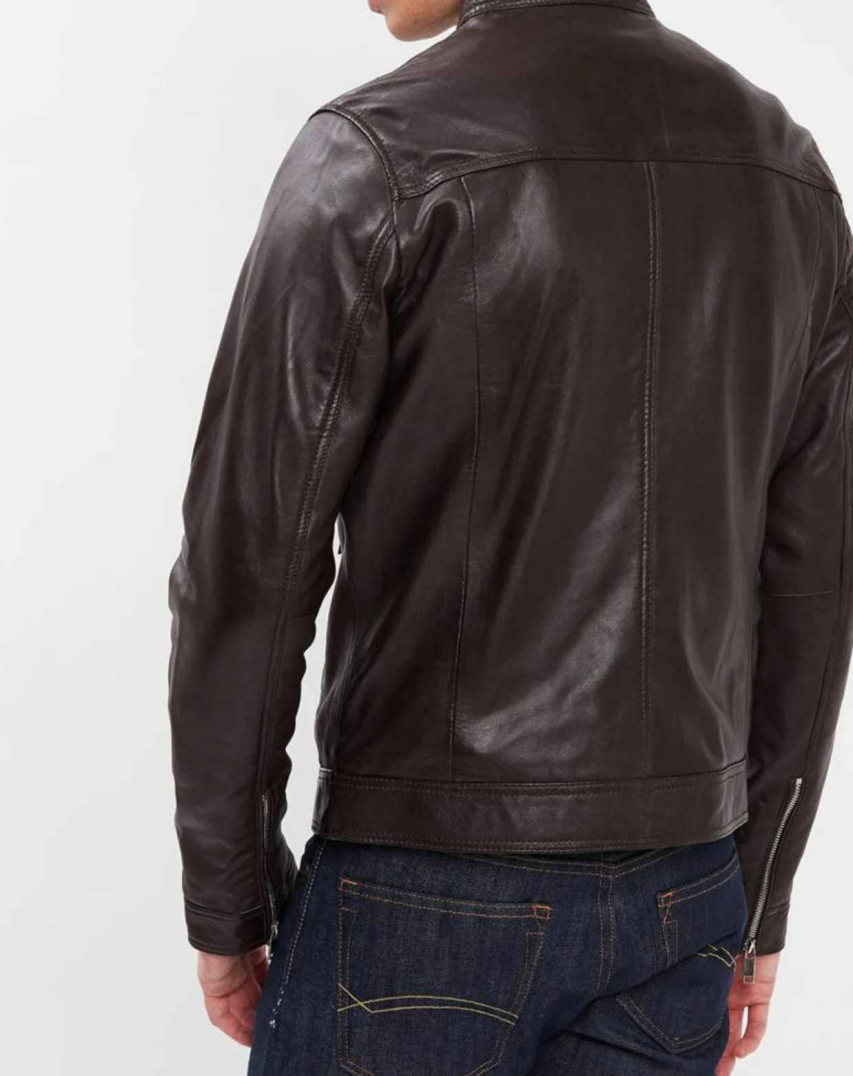 Veste en Cuir Bayon marron-Blue Wellford Clearance