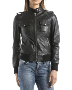 Femme Blue Wellford Vestes, Blousons^Veste en Cuir Belaya noire