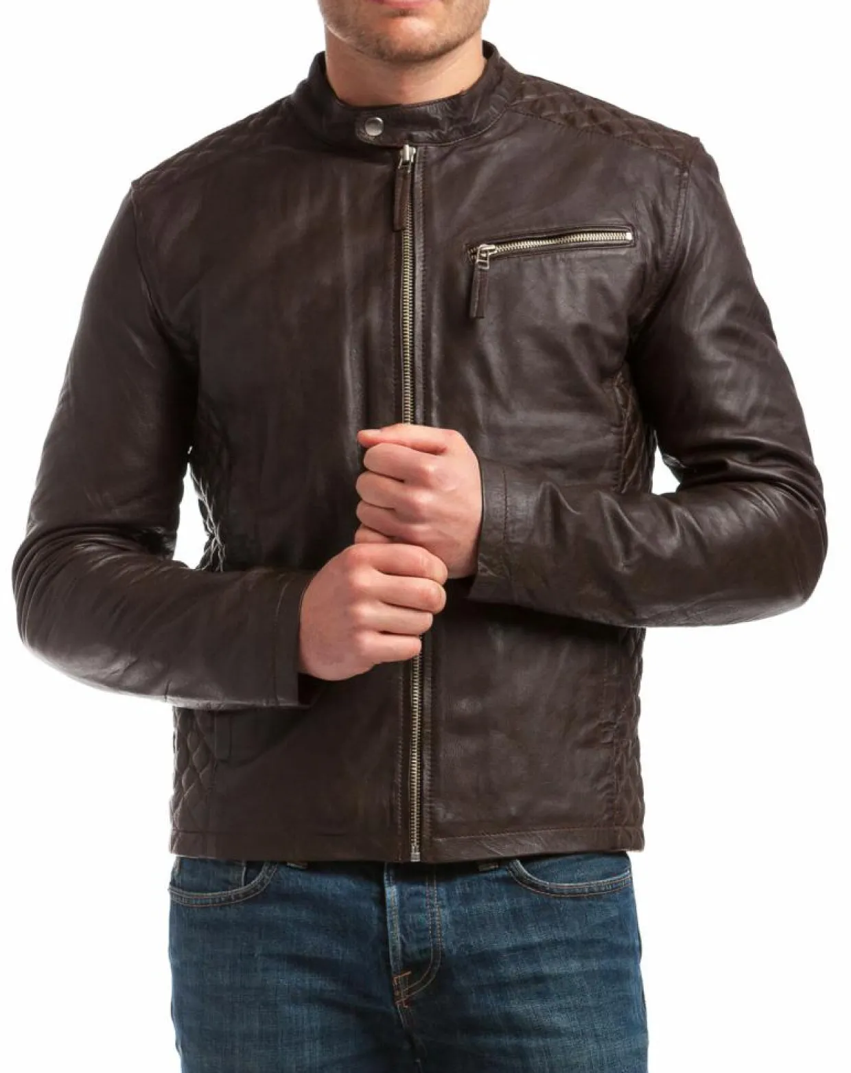 Homme Chyston Vestes, Blousons^Veste en Cuir Ben marron