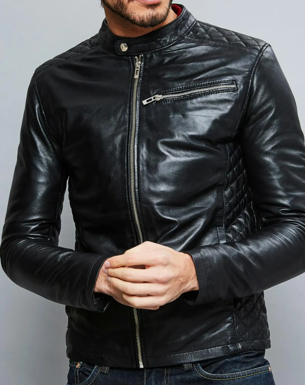 Veste en Cuir Ben noire-Chyston Hot