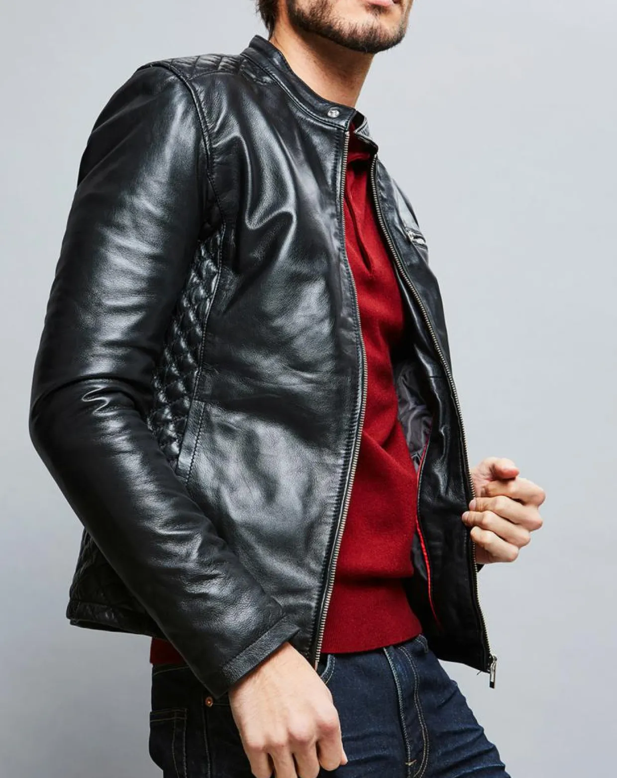 Veste en Cuir Ben noire-Chyston Hot