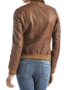 Veste en Cuir Benoue cognac-Blue Wellford Clearance