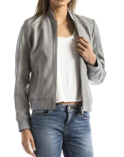 Veste en Cuir Benoue gris clair-Blue Wellford New