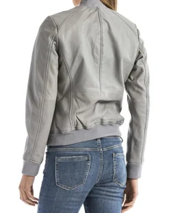 Veste en Cuir Benoue gris clair-Blue Wellford New