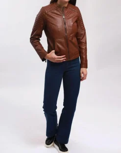 Femme Blue Wellford Vestes, Blousons^Veste en Cuir Betty cognac