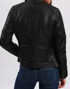 Veste en Cuir Betty noire-Blue Wellford Best