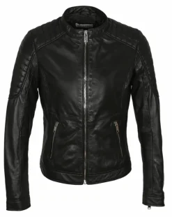 Veste en Cuir Betty noire-Blue Wellford Best