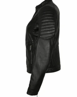 Veste en Cuir Betty noire-Blue Wellford Best