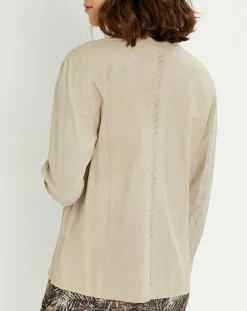 Veste en Cuir Birdy sable-Lauren Vidal New