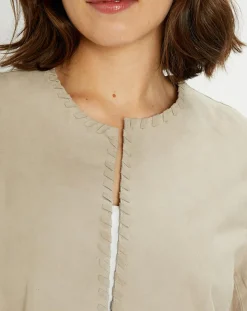 Veste en Cuir Birdy sable-Lauren Vidal New