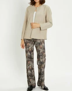 Veste en Cuir Birdy sable-Lauren Vidal New