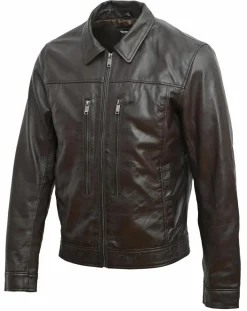 Homme Blue Wellford Vestes, Blousons^Veste en Cuir Bittum marron