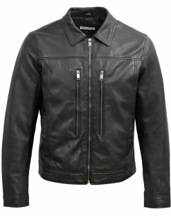 Veste en Cuir Bittum noire-Blue Wellford Hot