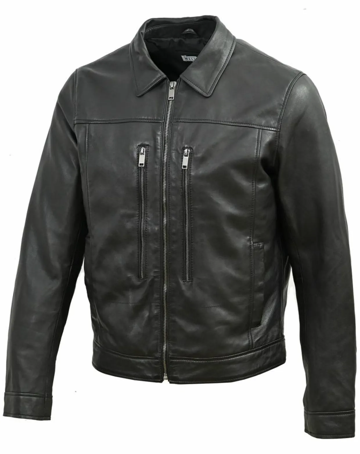 Veste en Cuir Bittum noire-Blue Wellford Hot