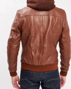 Homme Blue Wellford Vestes, Blousons^Veste en Cuir Brezon cognac