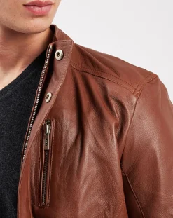 Homme Blue Wellford Vestes, Blousons^Veste en Cuir Brezon cognac