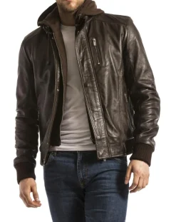 Homme Blue Wellford Vestes, Blousons^Veste en Cuir Brezon marron
