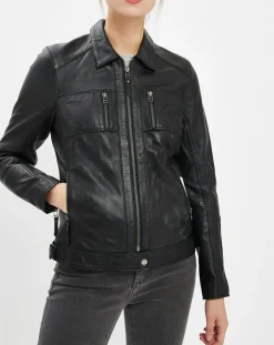 Femme Chyston Vestes, Blousons^Veste en Cuir Brigitte noire