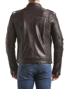 Homme Blue Wellford Vestes, Blousons^Veste en Cuir Brisbane marron