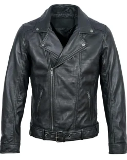Veste en Cuir Buenos noire-Blue Wellford Online