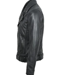 Veste en Cuir Buenos noire-Blue Wellford Online
