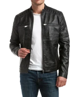 Veste en Cuir Cameron noire-Chyston