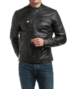 Veste en Cuir Cameron noire-Chyston