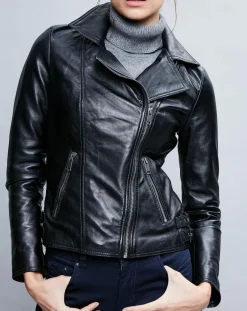 Veste en Cuir Carla noire-Chyston Sale