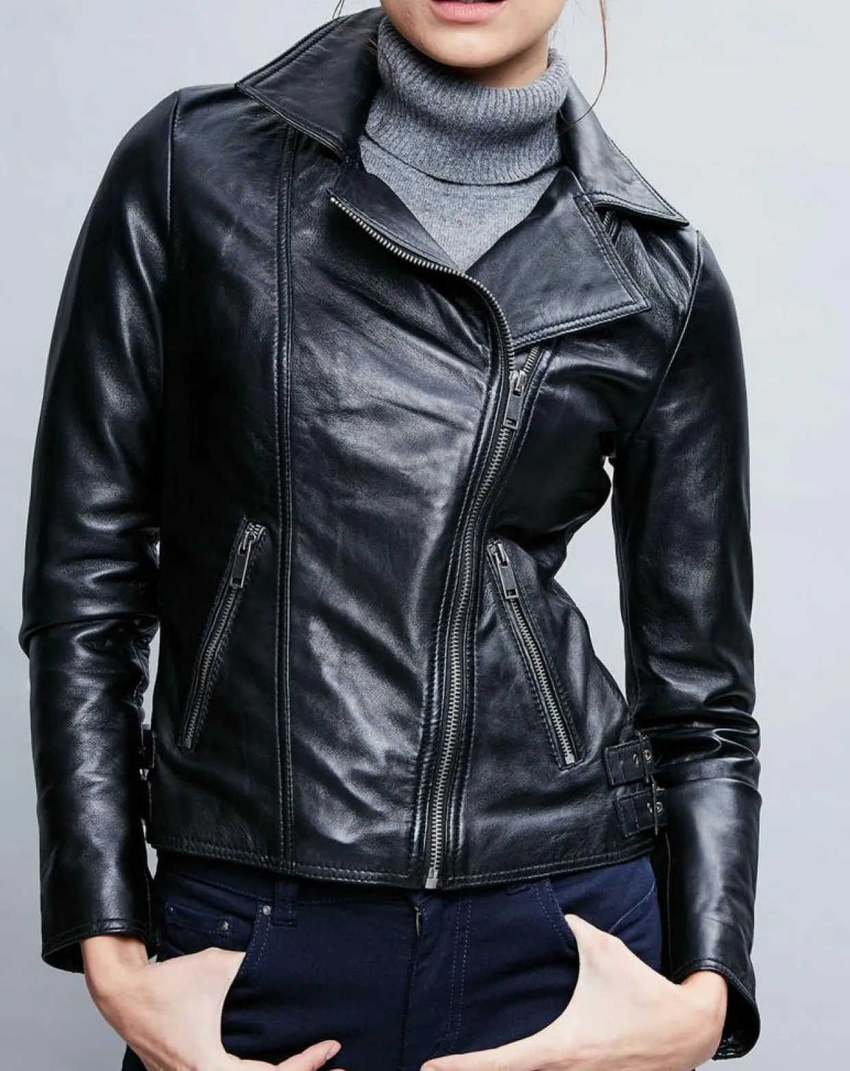 Veste en Cuir Carla noire-Chyston Sale
