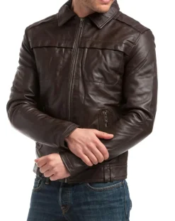 Homme Chyston Vestes, Blousons^Veste en Cuir Carlo marron